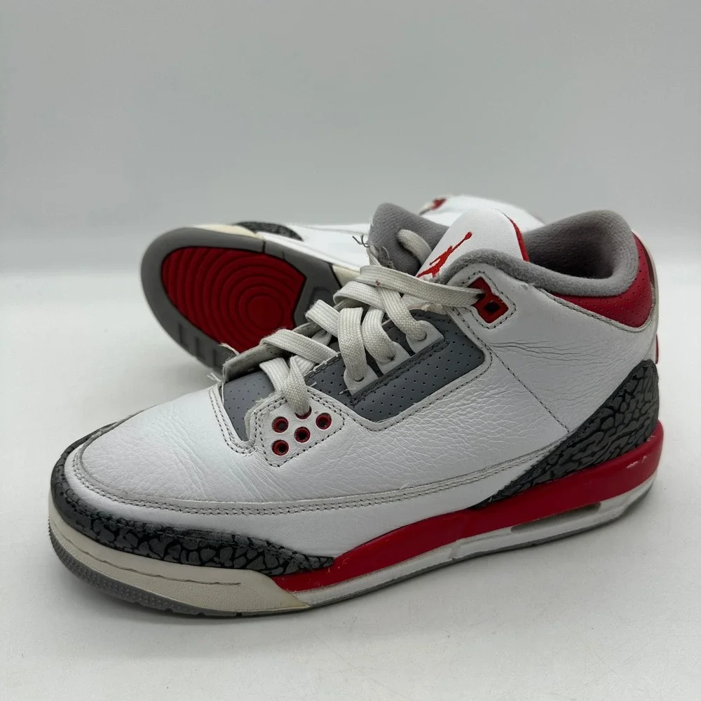 Jordan DM0967-160 Kids 6.5Y White Fire‎ Red Air Jordan 3 Retro Elephant Print